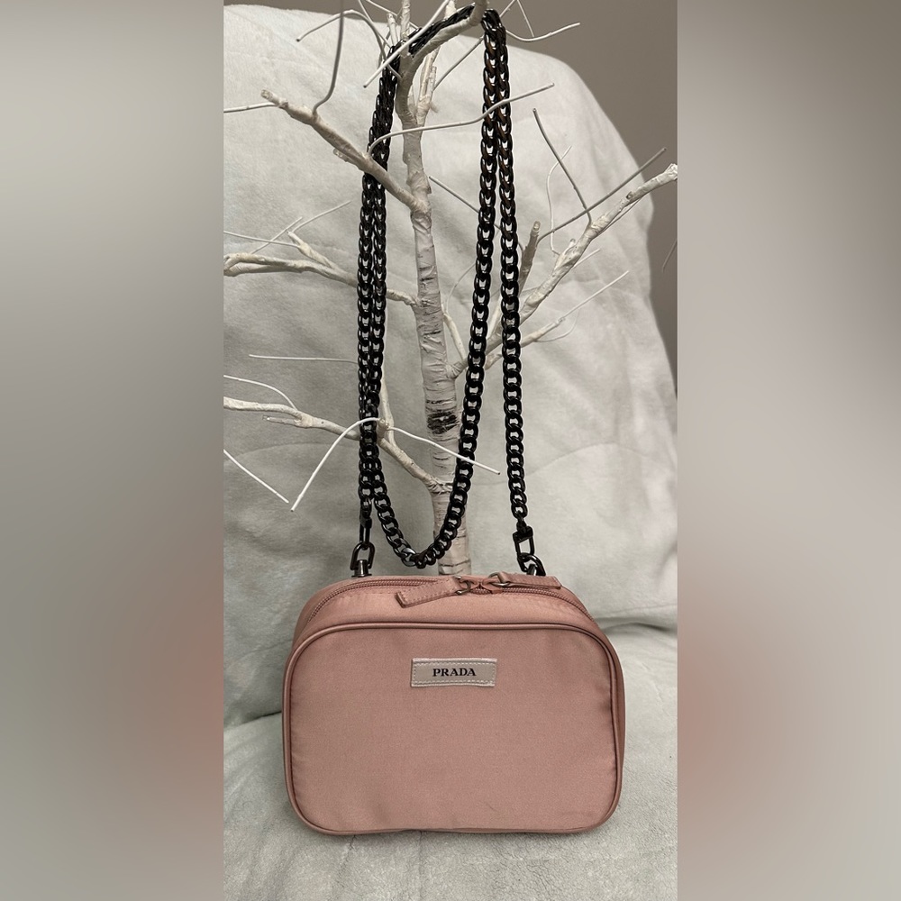 Upcycling- Prada cosmetics pouch converted to an adorable crossbody.